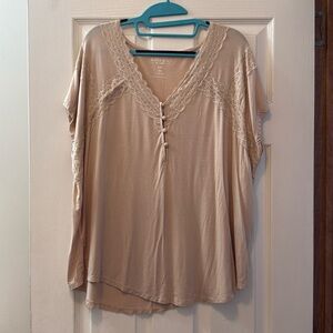 Torrid Super Soft Jersey Dolman Henley lace Trim Top Size 00